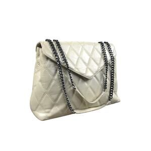 ROBERTA ROSSI 2-Way Chain Wear Leather Florence Envelope Bag Cream Made In Italy